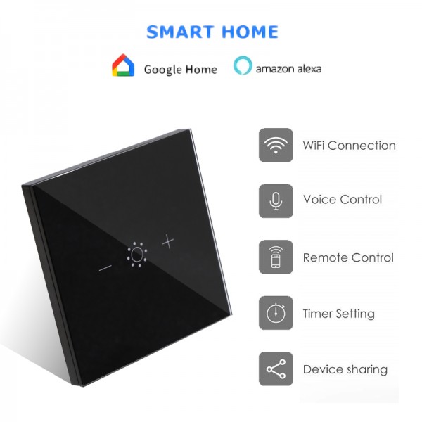 Tuya intelligent WiFi wall touch dimming switch glass panel wireless European and American voice control