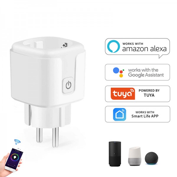 Tuya 16A EU Wifi Smart Outlet Plug Compatible with Alexa Google Home