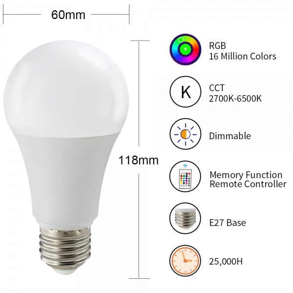 9W 230V remote control smart bulb B22/E26/E27 RGB memory function smart bulb 6 Pack 9W 230V remote control smart bulb B22/E26/E27 RGB memory function smart bulb 6 Pack